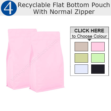 Recyclable Flat Bottom Pouch With Normal Zipper