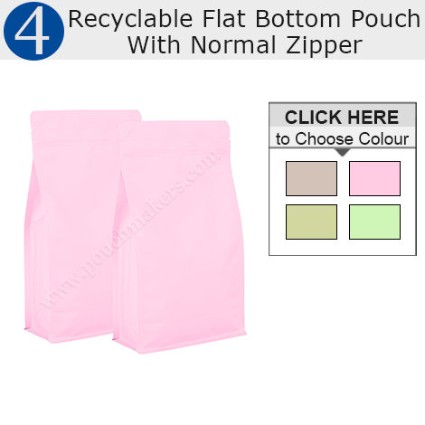 Recyclable Flat Bottom Pouch With Normal Zipper Recyclable Flat Bottom Pouch With Normal Zipper