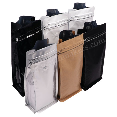 Flat Bottom Pouches With Tear Off Zipper and Valve