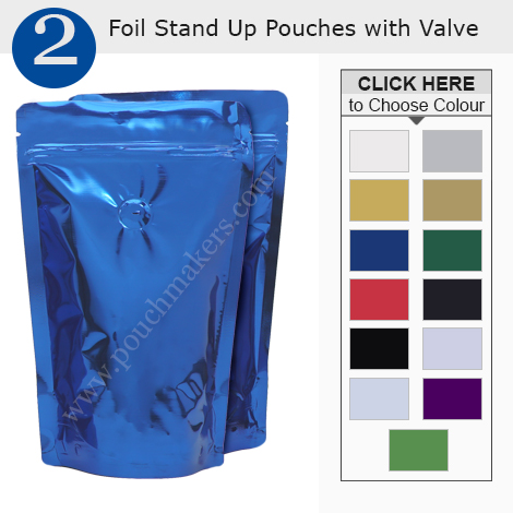 Foil Stand Up Pouches With Valve