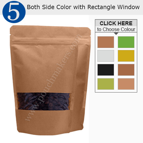 Kraft Paper Rectangle Window Stand Up Pouches
