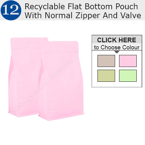 Recyclable Flat Bottom Pouch With Normal Zipper And Valve