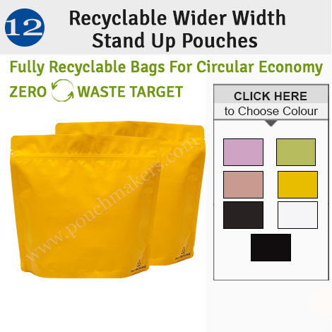 Recyclable Stand Up Pouches Wider Width Size Recyclable Stand Up Pouches Wider Width Size