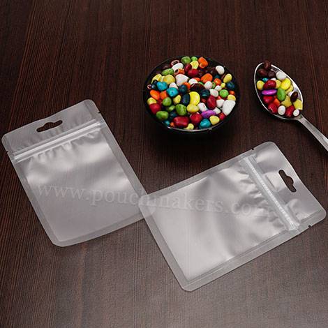 Frosted Three Side Seal Pouches With Zipper Euro Slot