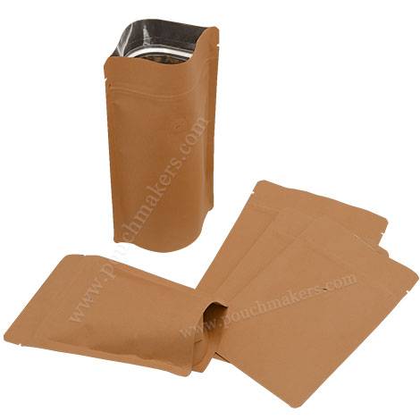 Paper stand up pouch with zipper outlet