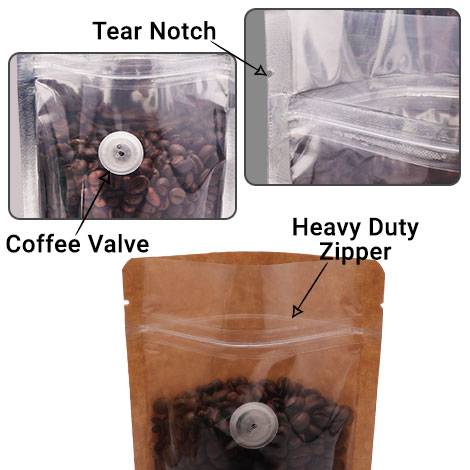 One Side Clear Brown Paper Bags with Valve