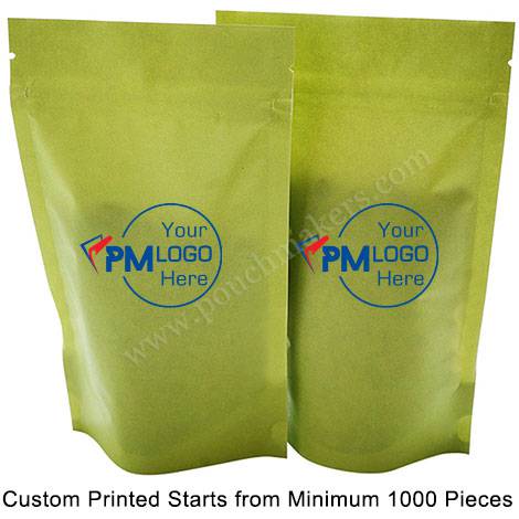 Custom printed kraft stand up pouches top