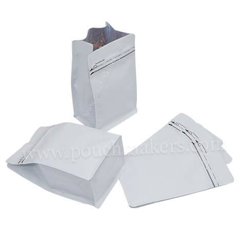 White Paper Flat Bottom Pouches Tear Off Zipper