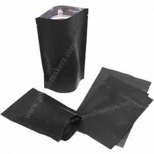 6.25x8.5in Double Side Black Matte Paper Stand Up Zip Lock Bag &Window&Desiccant 
