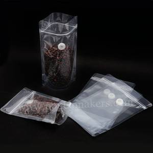 Clear Stand Up Pouch with Zipper and Valve for Coffee Packaging